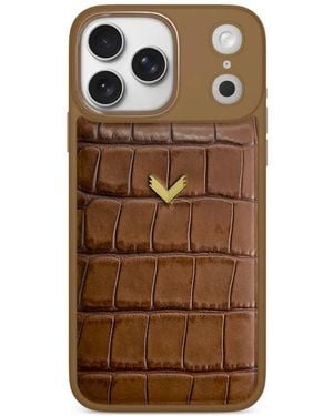 Velante Coque D'Iphone 17 Pro Max À Effet Peau De Crocodile - Brown