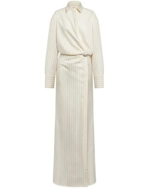 Dondup Pinstripe-Pattern Wrap Maxi Dress - White