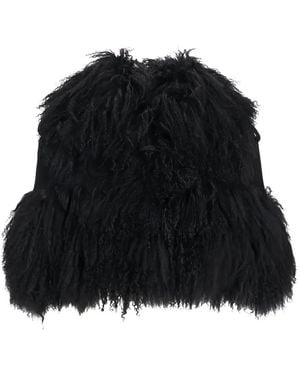 GIUSEPPE DI MORABITO Shearling-Trim Sleeveless Jacket - Black