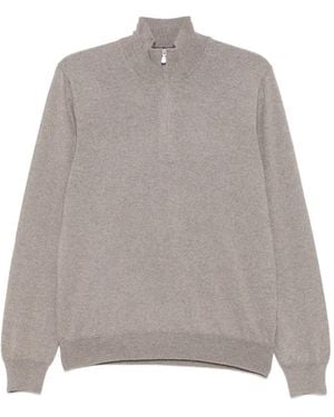 Tagliatore Poloshirt Met Rits - Grijs