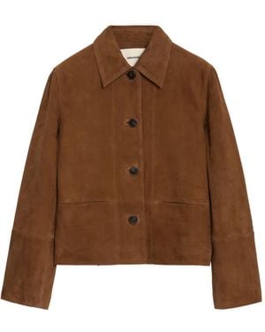 Zadig & Voltaire Lessa Suede Leather Jacket - Brown