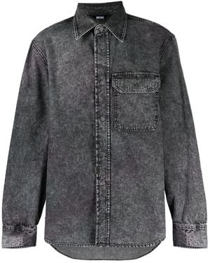 DIESEL Marbled-Effect Denim Jacket - Grey