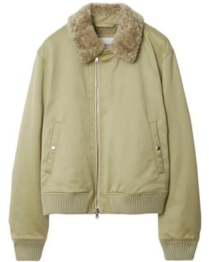 Burberry Bomberjacke Mit Shearling-Kragen - Grün