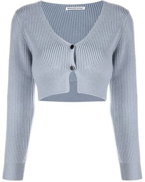 Alexander Wang Gerippter Cropped-Cardigan - Blau