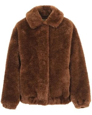 MC2 Saint Barth Logo-Embroidered Faux-Fur Coat - Brown