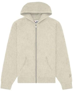MC2 Saint Barth Ribbed-Knit Zip-Up Hoodie - White
