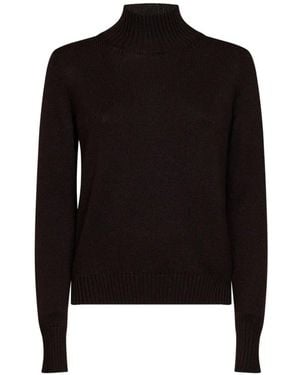 Blanca Vita Ribbed-Knit Mock-Neck Sweater - Black