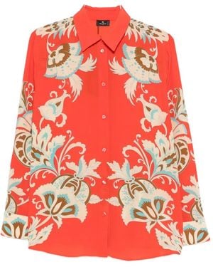 Etro Floral-Print Shirt - Red