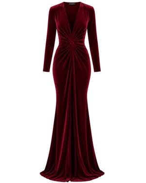 ROSERRY Twist-Detail V-Neck Maxi Dress - Red