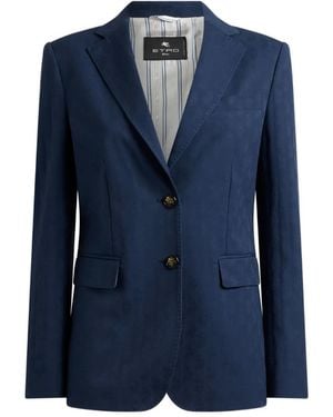 Etro Jacquard Single-Breasted Blazer - Blue