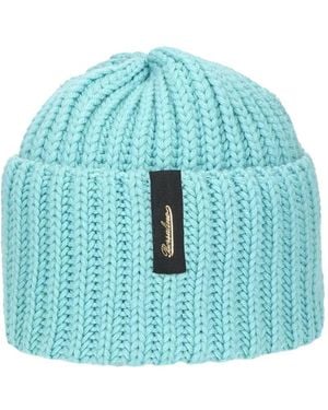 Borsalino Ribbed-Knit Beanie Hat - Blue