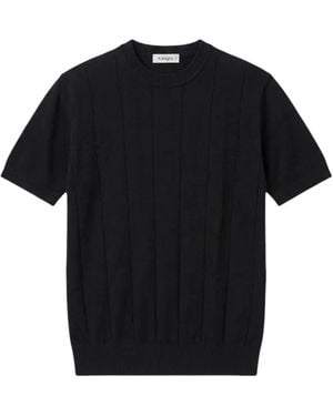 Kangra Ribbed-Knit Cotton T-Shirt - Black