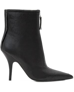 AllSaints Vera Front-Zip Leather Boots - Black