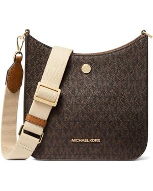 Michael Kors Small Briley Monogram-Pattern Messenger Bag - Brown