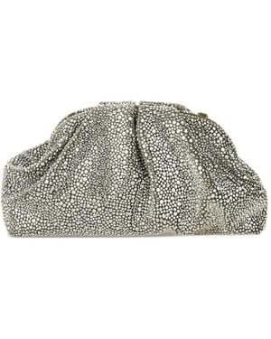 Twentyfourhaitch Mirach Crystal-Embellished Ruched Shoulder Bag - Grey