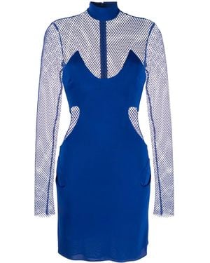 Tom Ford Crepe Mesh-Panelling Mini Dress - Blue