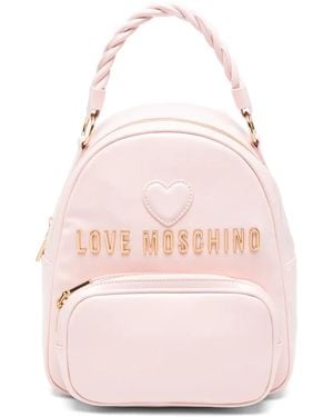 Love Moschino Mochila Con Parche De Corazón Y Placa Del Logo - Rosa