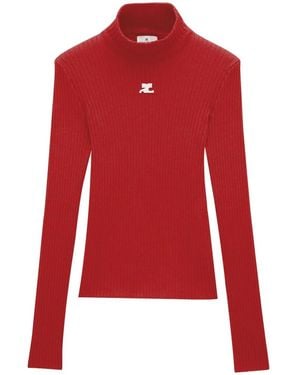 Courreges Logo-Embroidered Ribbed Jumper