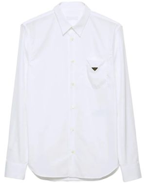 Prada Patch-Pocket Cotton Shirt - White