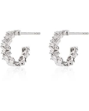 Suzanne Kalan Aros Classic Icon Mini En Oro Blanco De 18 Ct Con Diamantes - Metálico
