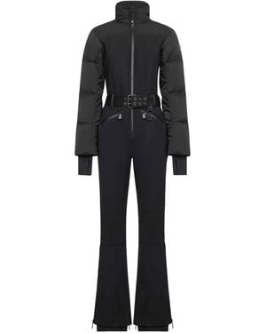 Moncler Mono Largo Acolchado Con Cinturón - Negro
