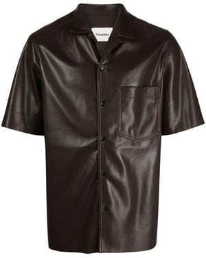 Nanushka Camp Faux-Leather Shirt - Black