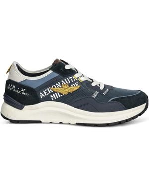 Aeronautica Militare Baskets À Logo Brodé - Bleu