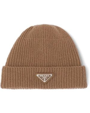 Prada Wool And Cashmere Beanie - Brown