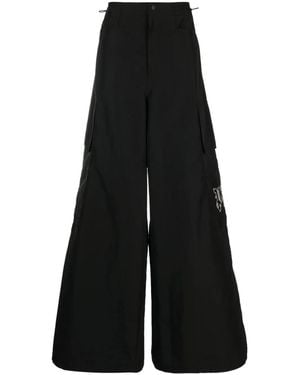 Palm Angels Pa Monogram-Embroidery Wide-Leg Trousers - Black