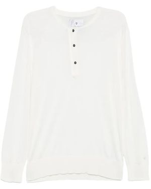 Seven Gauge Buttoned Long-Sleeve Cardigan - White