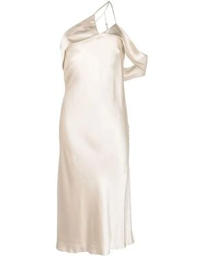 Michelle Mason Bias-Cut Silk Midi Dress - Natural
