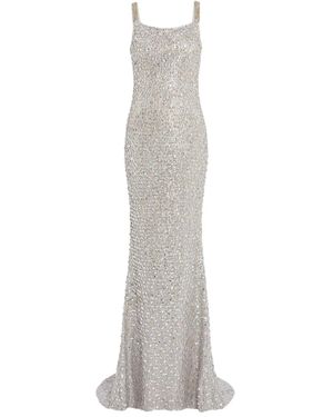 Jenny Packham Abito Lungo Con Paillettes E Schiena Scoperta - Bianco