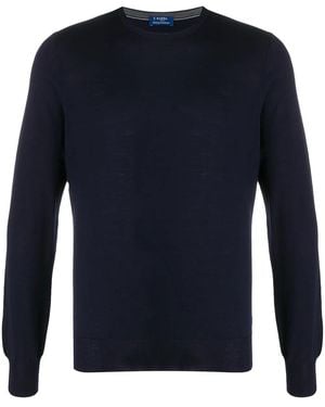 Barba Napoli Crew Neck Virgin Wool Jumper - Blue