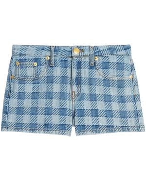 Ami Paris Shorts Denim A Quadri - Blu