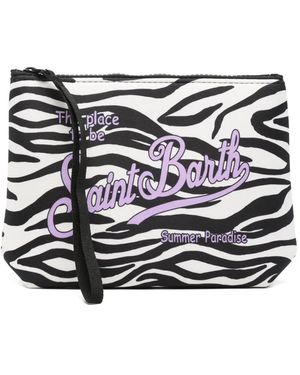 MC2 Saint Barth Aline Zebra-Print Pouch - White
