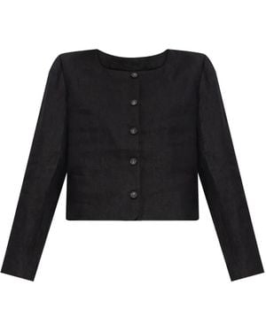 Posse Emma Button-Front Linen Jacket - Black