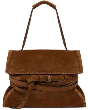 Moschino Tie Me Leather Shoulder Bag - Brown