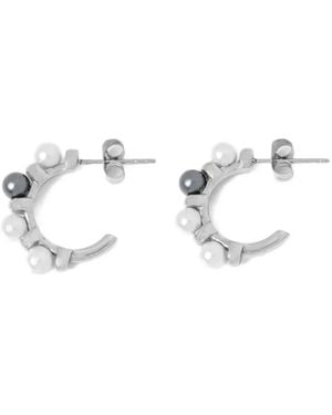 KARL LAGERFELD Faux-Pearl Hoop Earrings - White