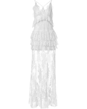 Mia Peculiar Floral-Lace Ruffled-Detail Maxi Dress - White