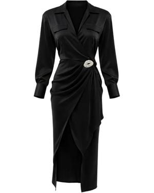 David Koma Rhinestone-Embellished Shirt Dress - Black