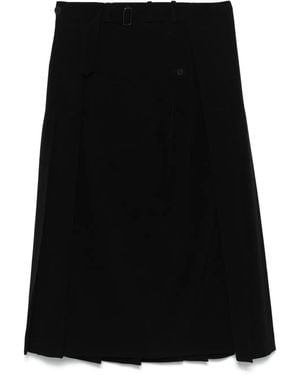 Yohji Yamamoto Pleated Midi Skirt - Black