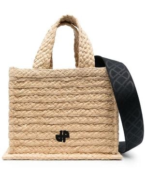 Patou Small Jp Raffia Tote Bag - Natural
