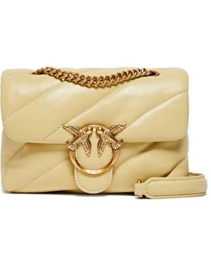 Pinko Mini Love Quilted Chain Cross Body Bag - Natural