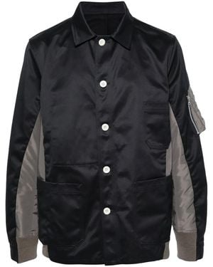 Sacai Spread-Collar Panelled Shirt Jacket - Black