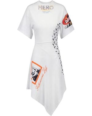 Marine Serre Asymmetrical Regenerated Jersey Dress - White