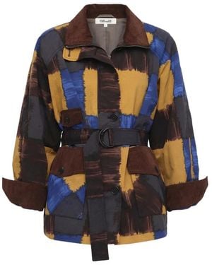 Diane von Furstenberg Karlie Jacke Mit Gürtel Und Patchwork-Print - Blau