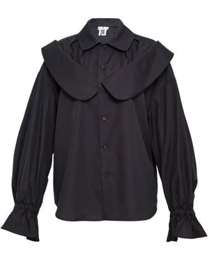 Noir Kei Ninomiya Ruffled Broad Cotton Top - Blue