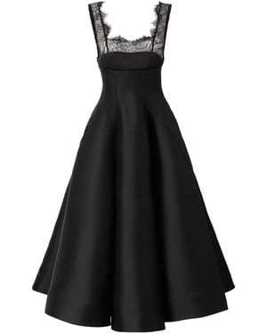 ARAFTU Lace-Detail Flared Midi Dress - Black