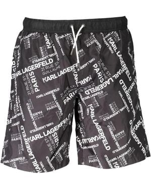 KARL LAGERFELD Logo-Print Swim Shorts - Grey