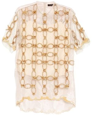 Biyan Sequin-Embellished Bead-Embellished Top - Natural